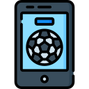 Phone with soccer ball on screen symbolizing submitting documents for a soccer visa.
